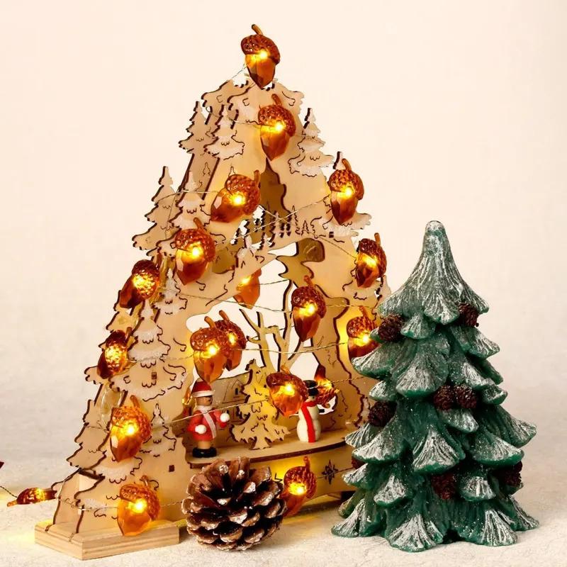 LED Pinecone Acorn String Lights, Hazelnut Ambiance String Lights, Night Lights for Indoor Rooms, Flashing Lights for Holiday Ha