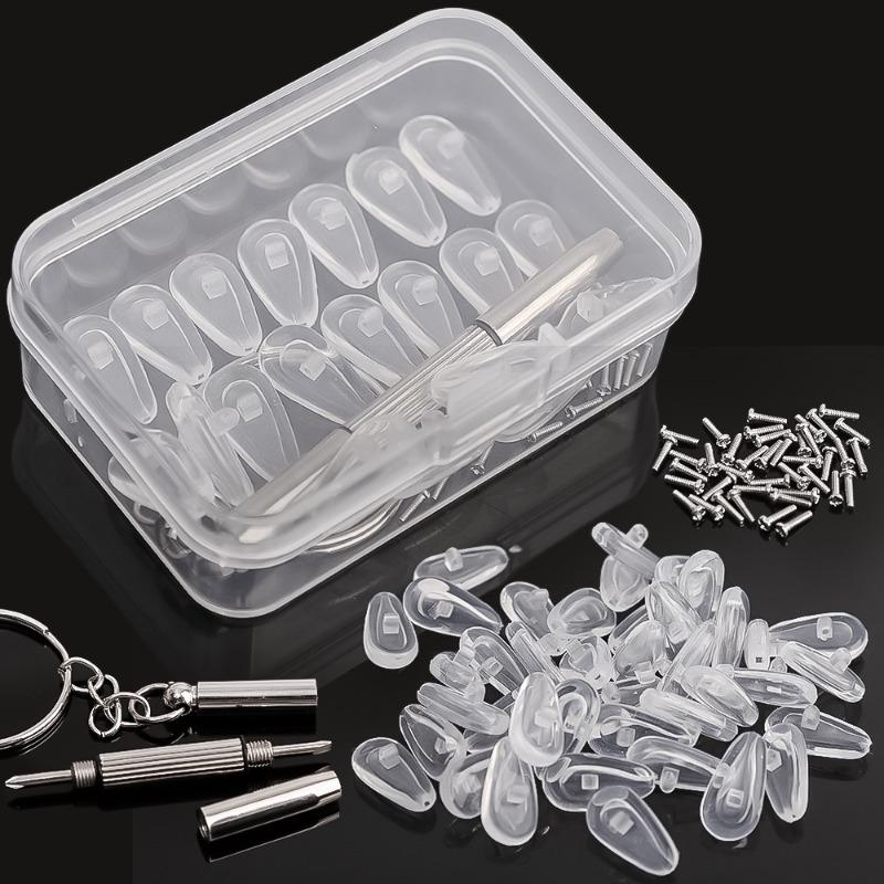 20pcs Anti-slip Nose Pad Eyeglasses Nose Pads with Screwdriver Soft Silicone Air Chamber Glasses Replacement DIY Repair Tools