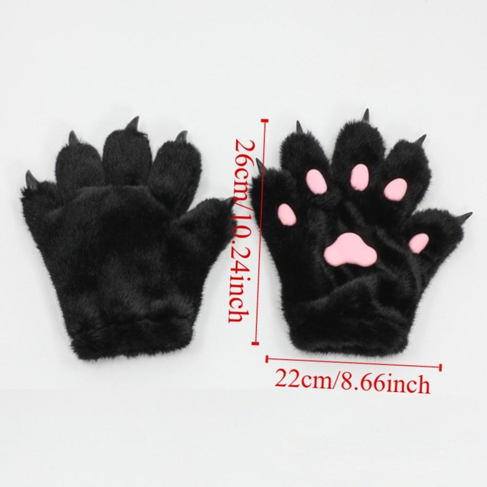 Kawaii Wolf Puppy Cosplay Costume Gloves Furry Thicken Cat Paw Gloves Warm Cosplay Props Animal Claw Mittens Party