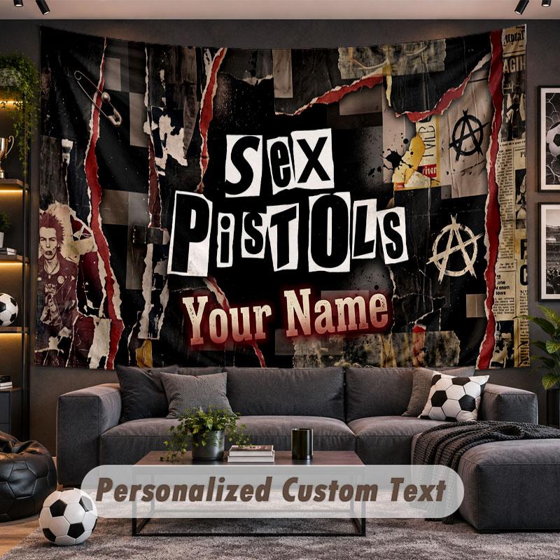 Wall Hanging Tapestry Custom NameSex Pistols Pattern Personalized Printed Fabric Wall Decor