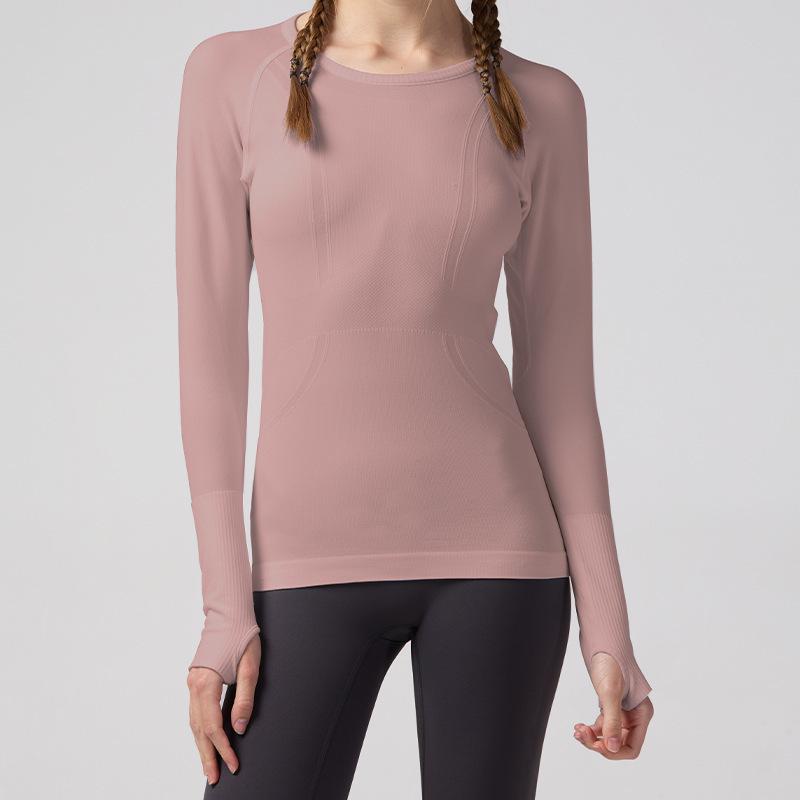 Lulu Women's Seamless Slim Fit Long Sleeve Yoga Top - Breathable, Quick-Drying Sportswear for Autumn & Winter Fitness.