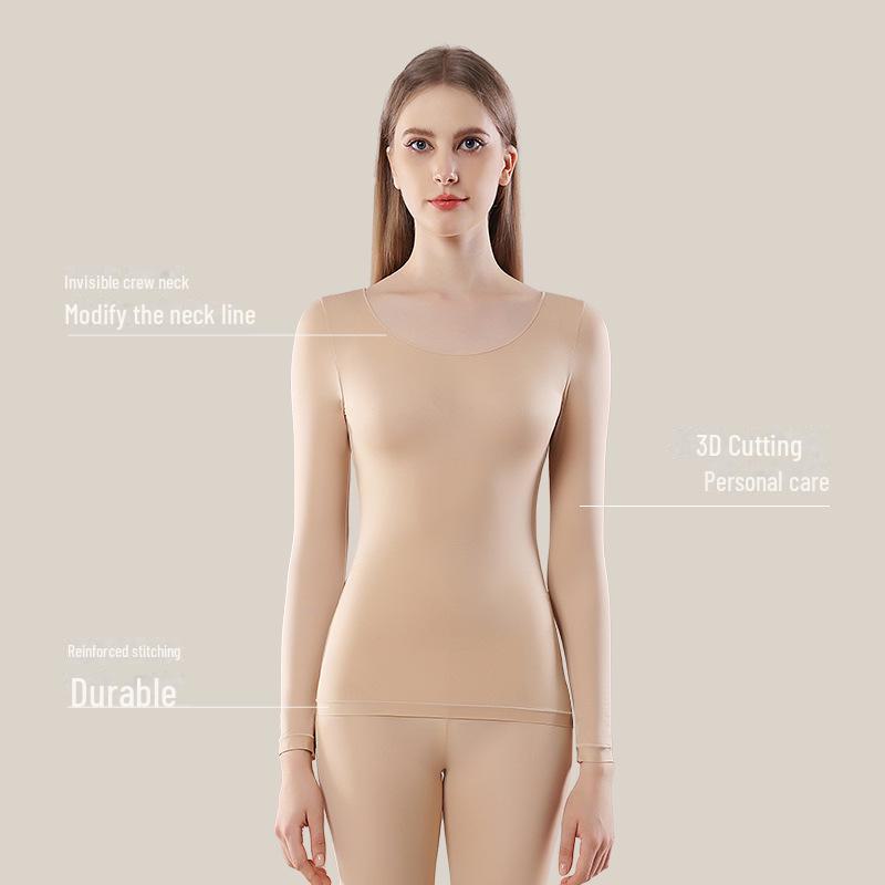 Women's Seamless Thermal Underwear Set: Skin-Beautifying, High-Elastic, Long-Sleeved Top & Pants