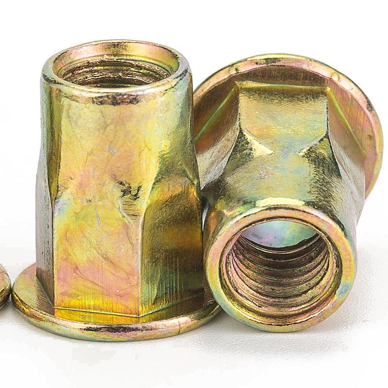 Color Zinc Semi-Hexagonal Flat Round Head Rivet Nut (M5/M6/M8)