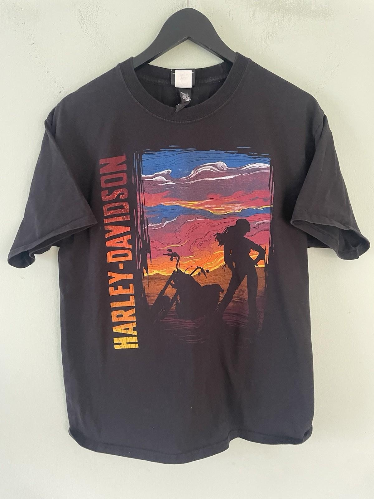 Vintage Harley Davidson Graphic T Shirt Sunset Manchester Medium S