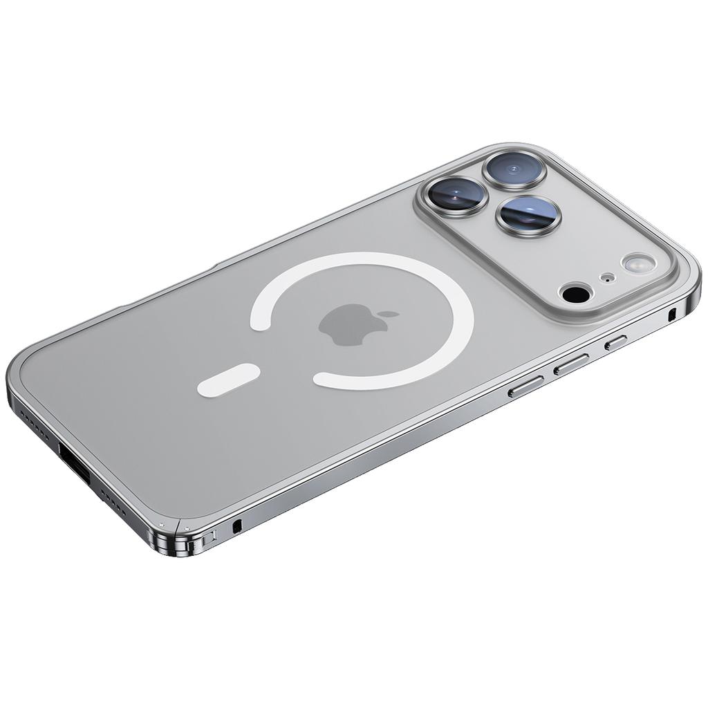 For iPhone 17 Pro Max Metal Clear Case Compatible with MagSafe Safety Lock Back Cover