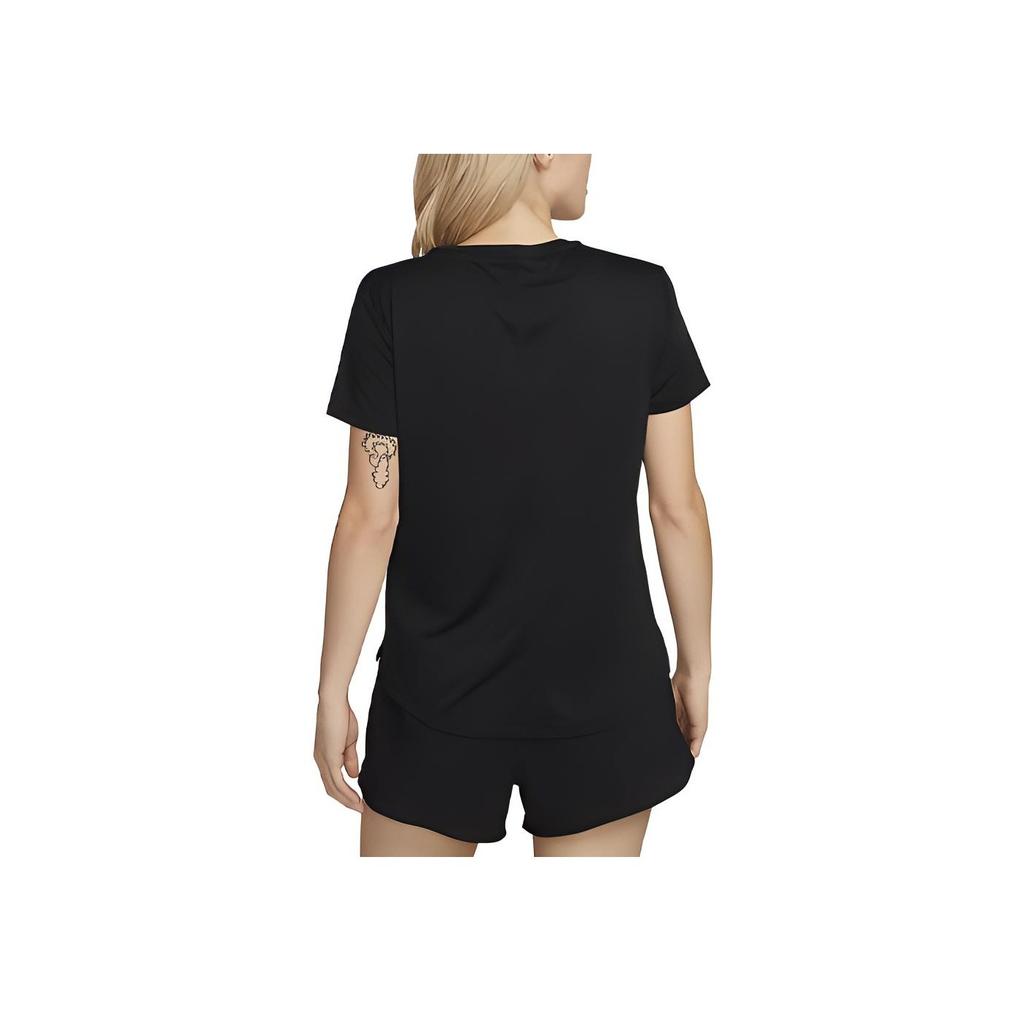 Nike Dri-FIT One Large Logo Loose Fit Round Neck Short Sleeve T-Shirt Women Tops Black DX1026-010