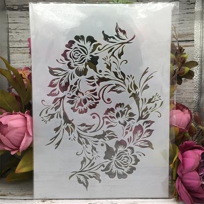 A4 29cm Růžová květinová girlanda DIY šablony na vrstvení nástěnné malby Scrapbook Barvení Dekorativní album Dekorativní šablona