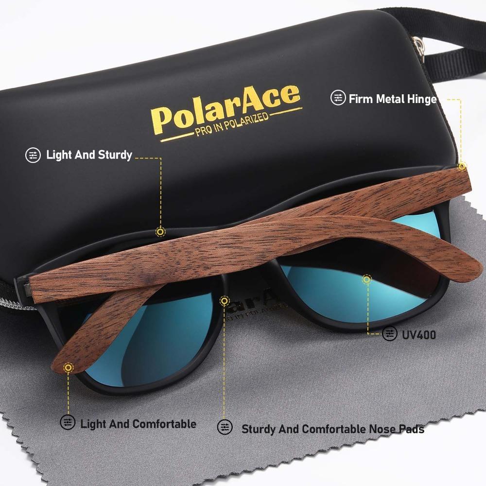 PolarAce Unisex Wooden Polarized Fashion Walnut Outdoor Sunglasses, UV400