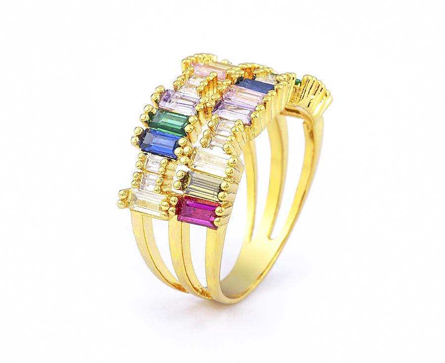 Nidin Neue Mode Regenbogen Geometrisch Exquisit Kristall AAA Zirkon Ring Damen Temperament Erklärung Hochzeitsfeier Charme Schmuck