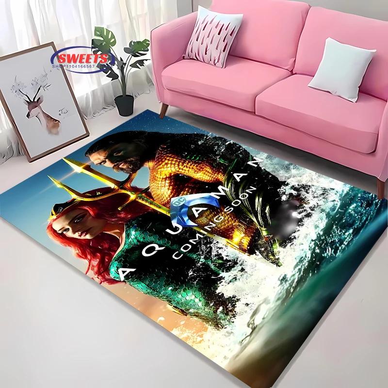 New Shelves ! DC Classic Aquaman Carpet, Bedroom Floor Living Room Bed Mat, Non-slip Exquisite Home Decor, Machine Washable Rug
