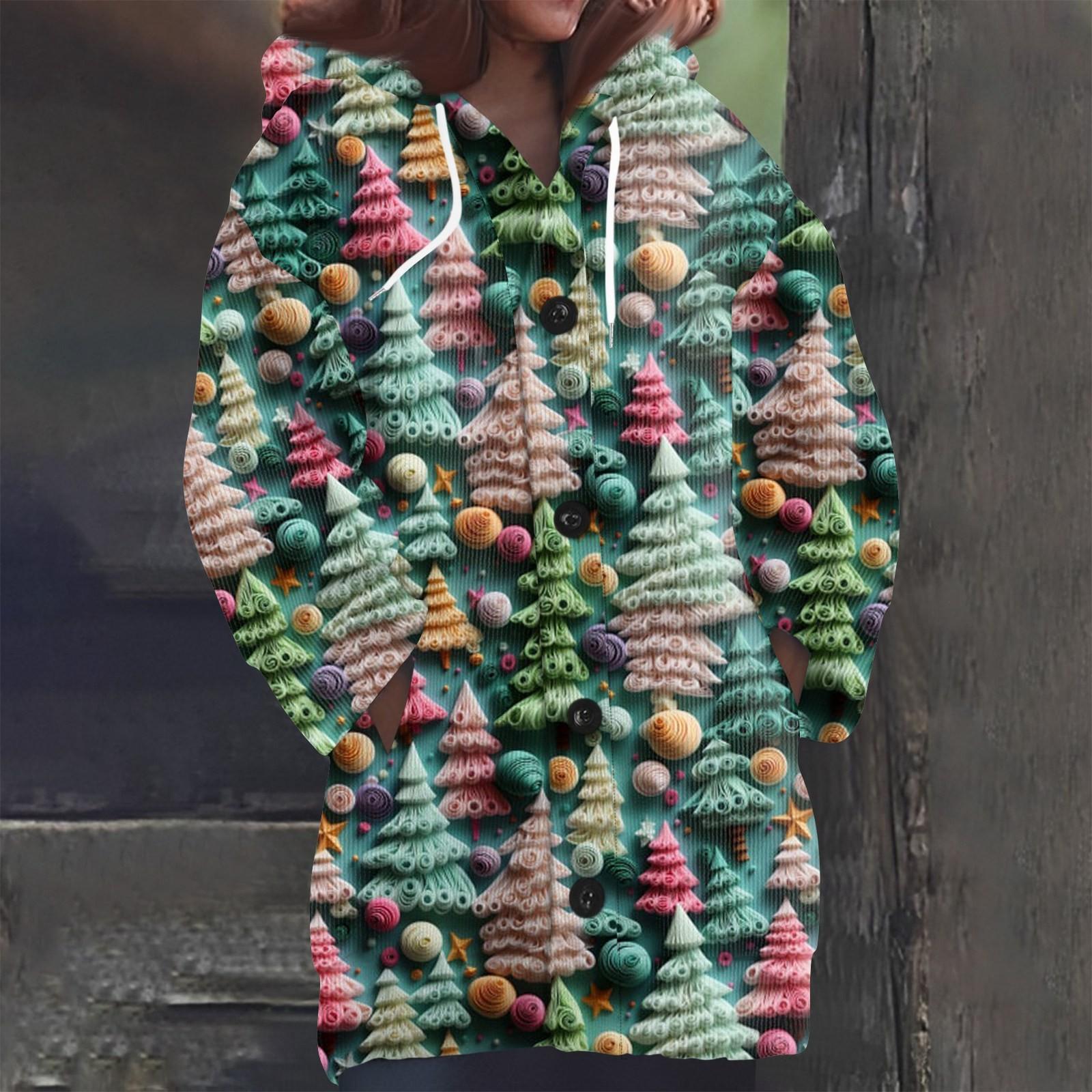 

Женская мода повседневная шерстяная вязка с капюшоном и пуговицами с длинным рукавом XL зелёный