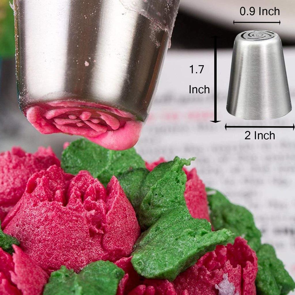 LMETJMA Russian Icing Piping Tips Set Stainless Steel Russian Nozzle Piping Tips With Silicone Pastry Bag JT33