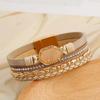 Kamenné kožené náramky s magnetickým zapínáním Dámské Boho vícevrstvé manžetové náramky s korálky