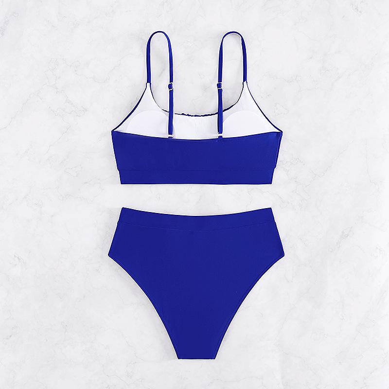 2024 European & American Style Solid High Waist Bikini - Sexy Split Swimwear
