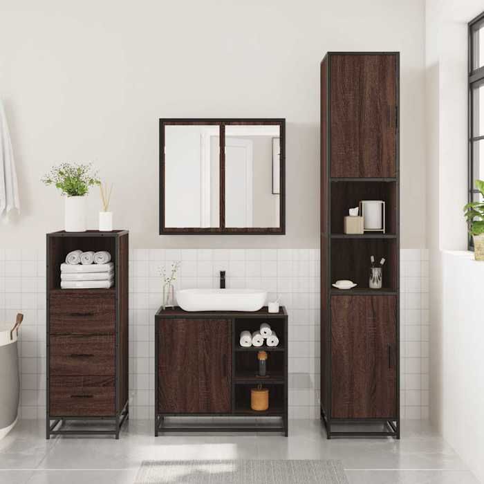 VidaXL Ensemble de meubles de salle de bain 3 pcs Chêne marron, armoire de salle de bain, placard de salle de bain, meuble 3301029