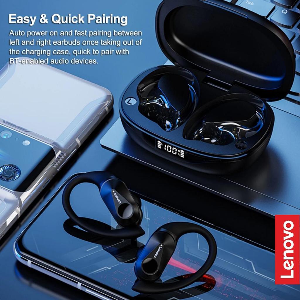 Lenovo LP75 Sportliche kabellose Ohrhörer mit Mikrofonen, Tastensteuerung, LED-Leistungsanzeige, HiFi-Stereo-Sound Bluetooth 5.3 TWS-Kopfhörer