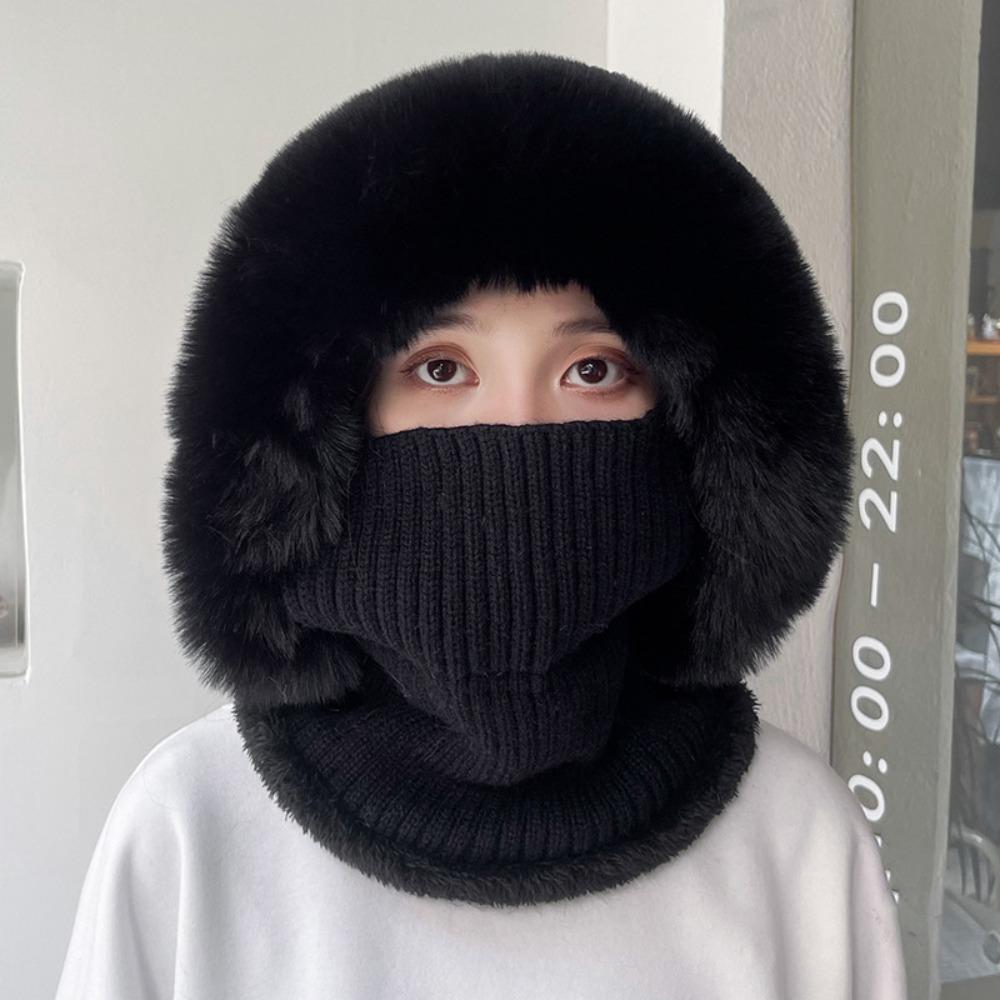 

Полосатая вязаная шапка-бини, многофункциональная маска, набор для защиты шеи, модная балаклава, шапка, лыжная чёрный