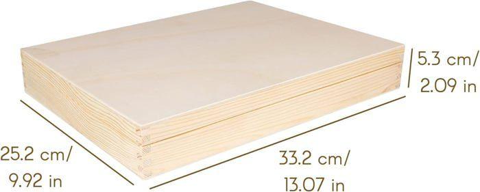 Boite de rangement - creative deco - a4 - bois non peint - couvercle et serrure - 34x25,3x5,3 cm