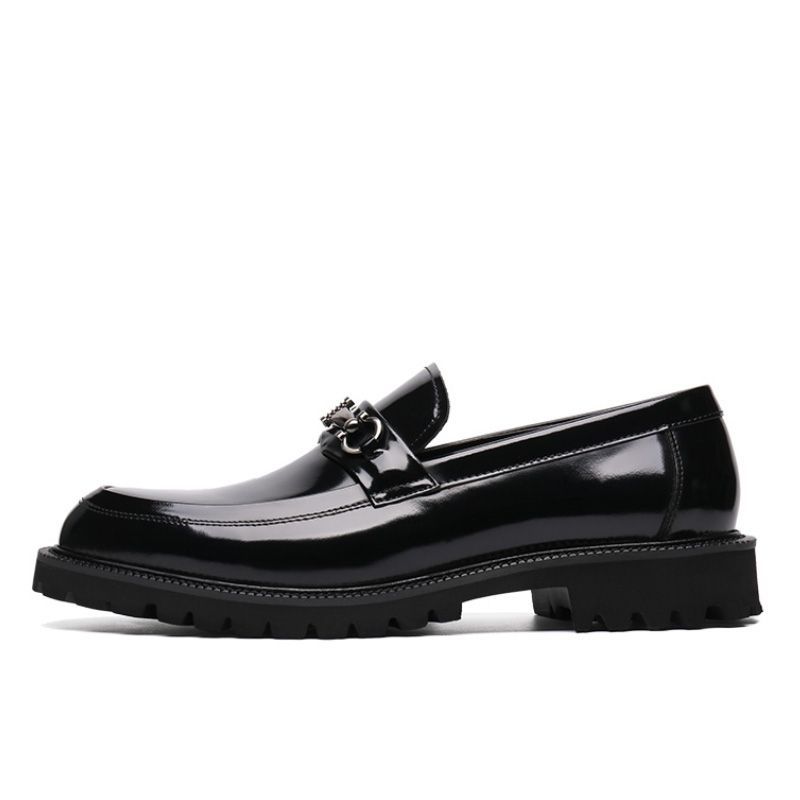 Spring Men's Formal Business Leather Shoes Men's Round Head British Patent Leather Glossy Men's Shoes Genuine Leather Casual Leather Shoes Men's Trend