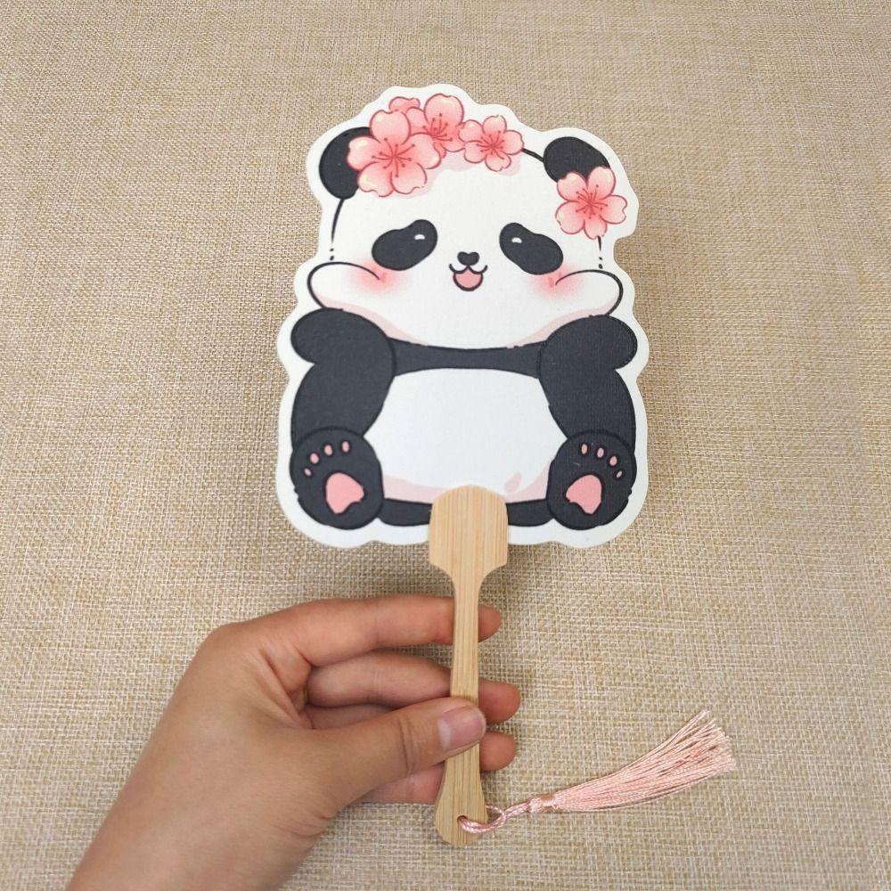 3Pcs Creative Panda Hand Fan Handmade Summer Cooling Fan Cartoon Paper Hand Fan  Children's Gifts