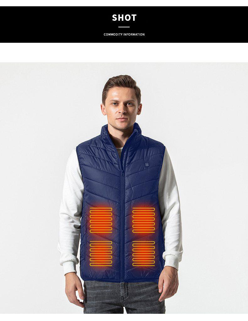 Unisex Plus Size Cotton Heated Vest with Rechargeable Smart Temperature Control