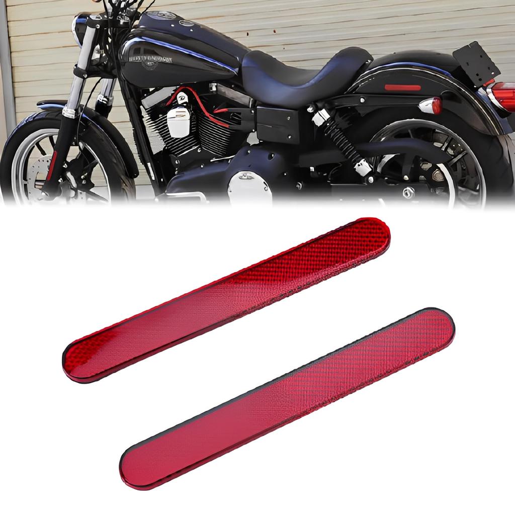 Set of 2 Motorcycle Reflector Reflector Red 0.4 Inch (9 Mm) Rounded Corner Adhesive