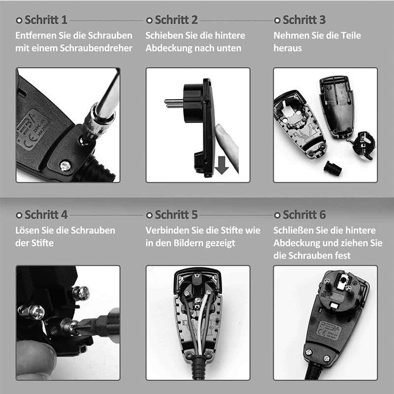 Euro-standard German pull-ring self-assembly European power cord plug, German and French universal plug with a curved ultra-slim