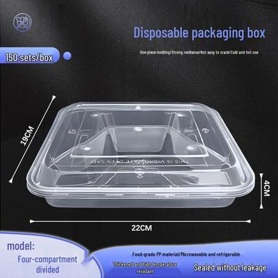 Disposable 4-Compartment Microwaveable Food Container with Lid