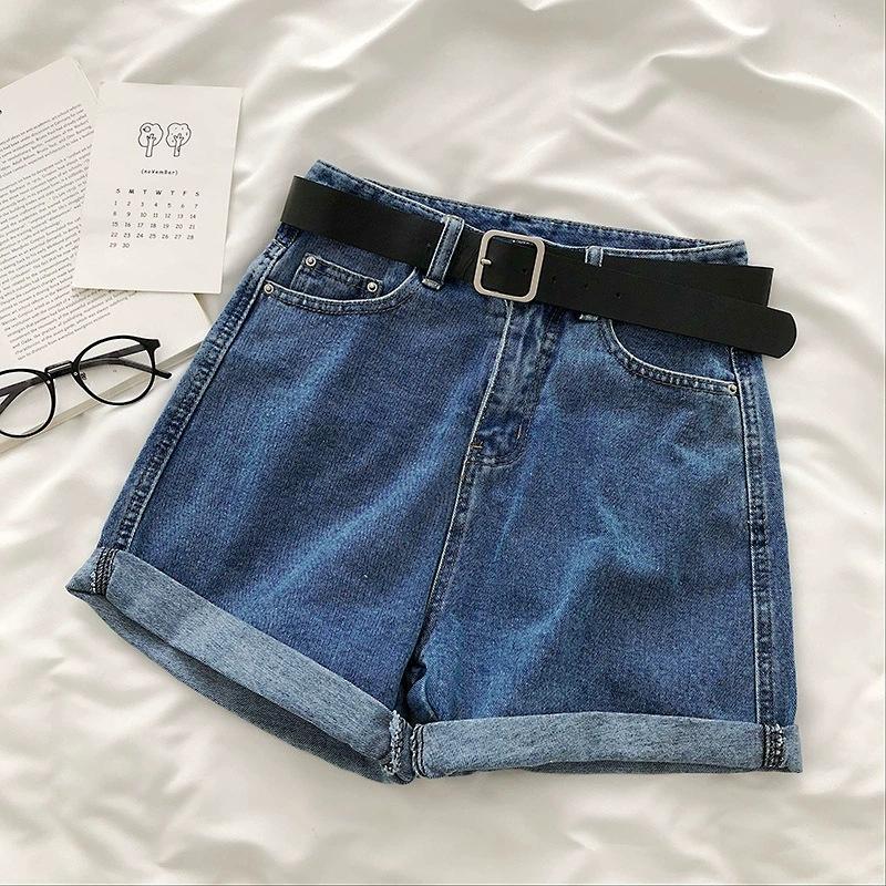 2026 Summer New Women's Denim Shorts High-Waisted Slim-Fit Versatile Student Wide-Leg Pants Rolled Hem A-Line Hot Pants Ins Trend
