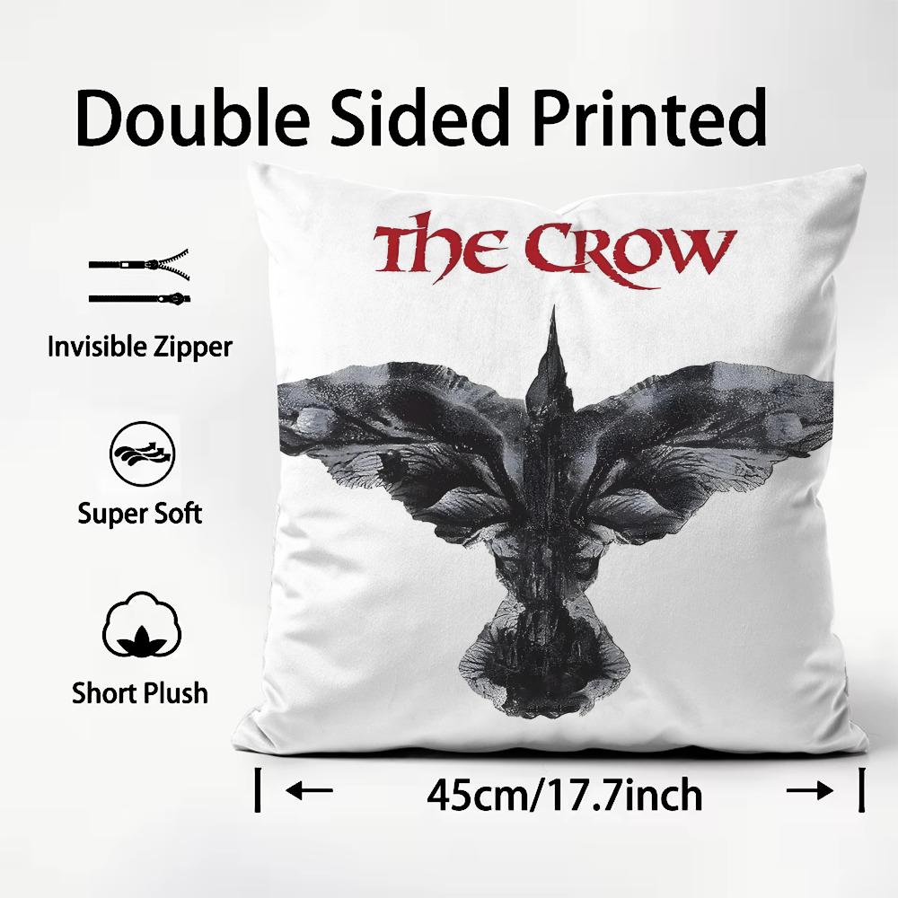TThe CCrow Movie Cushion Cover Plush Fabric Soft DoubleSided Printed Sofa Warm Winter Home Child Gift Pillow Case