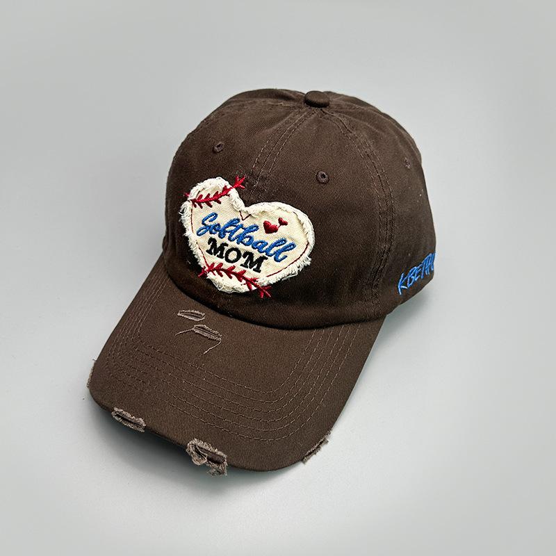 Cave Wind Love Embroidery Baseball Cap Men'S And Women'S Sunshade Edging Casual Cap