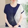Elegant Chiffon Summer Top for Middle-aged Women - Short Sleeve, Wide-leg Design
