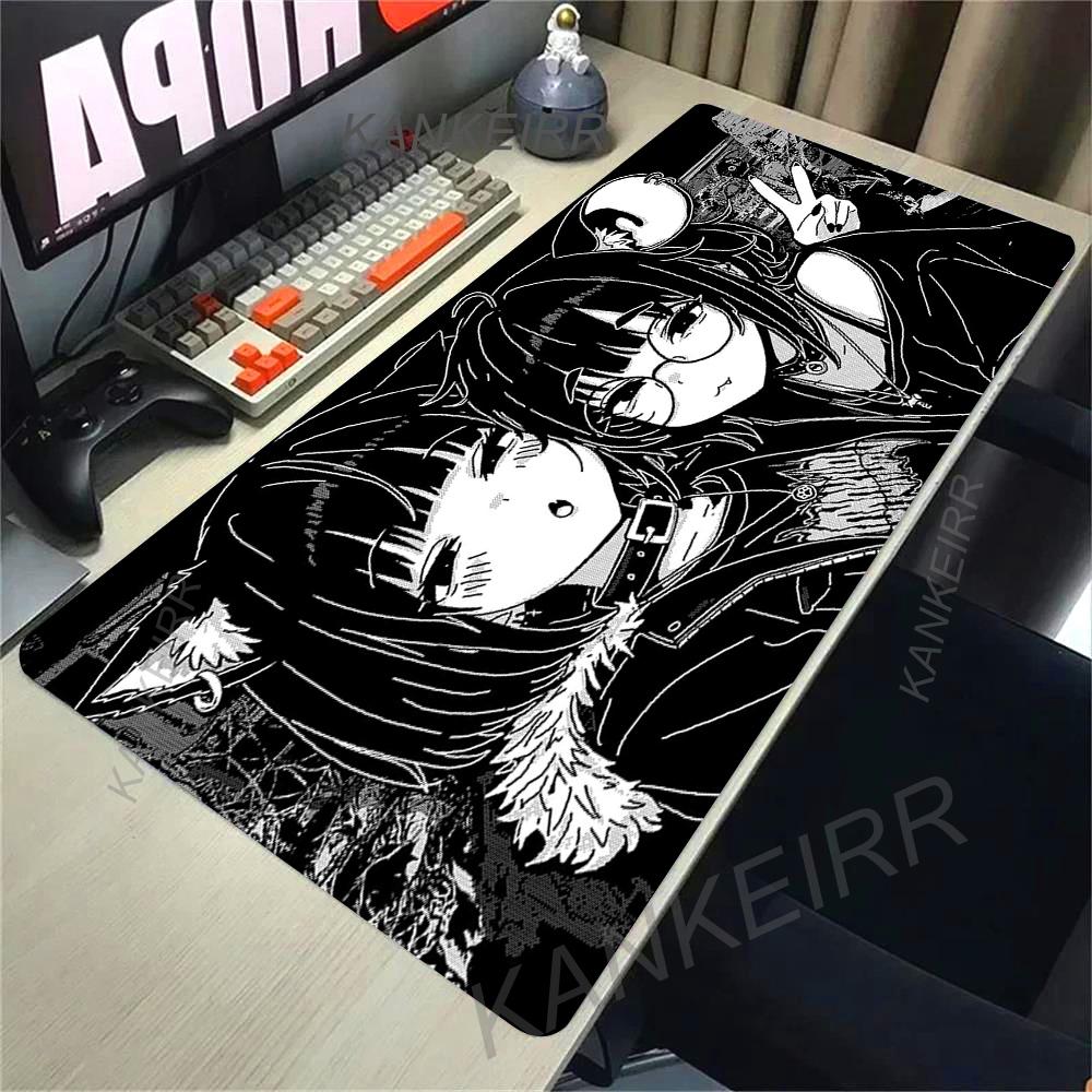 Cartoon Black And White Extended Desk Mat Laptop Japan Cool Anime Girl Mouse Pad Rubber Keyboard Rug PC Gamer Cabinet Mousepad