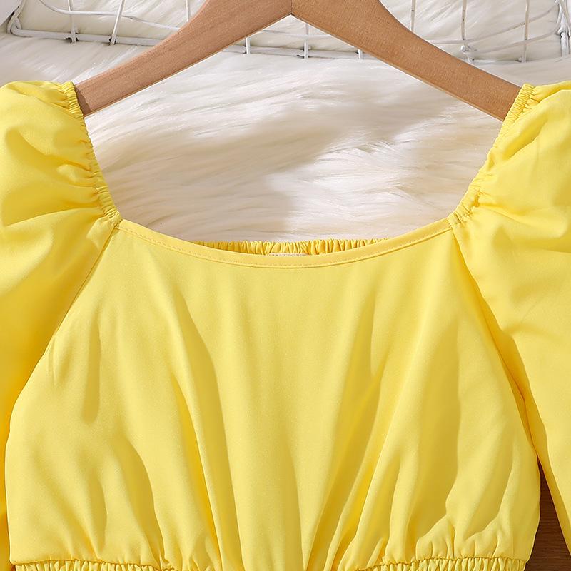 Girls Sweet Dress Fall Children Fashion Swing Long-sleeved Princess Dress