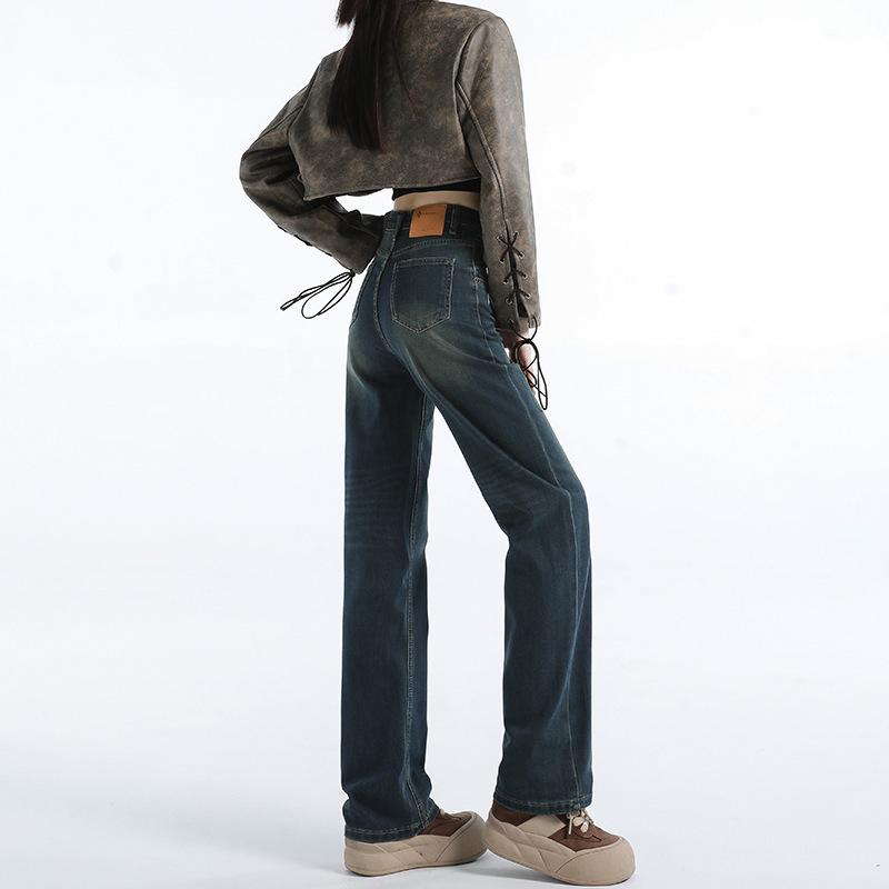 Narrow Version of Wide-leg Jeans for Women In Autumn Loose High Waist Draping Versatile Floor Pants Slim Straight Pants for Women In Autumn Casual