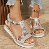Fashion Plus Size Wedge Sandals Women's Summer 2025 New Kitten Heel Platform Trifle Platform Boho All-Go Sandals