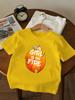 Children Yellow Casual T Shirt Cool Slogan Flame Pattern Print Breathable Short Sleeve Girls Confident Trendy Summer Top