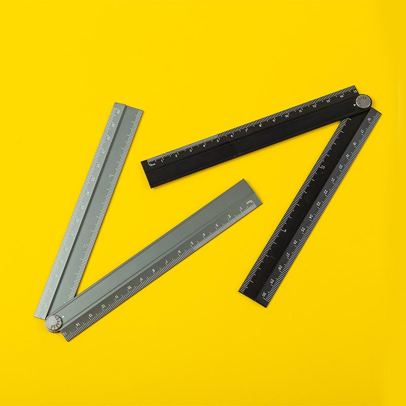 Aluminum Folding Ruler 30cm Multi-functional Metal Measuring Tool Compact Drawing Carpentry DIY Ruler Easy Storage for Children