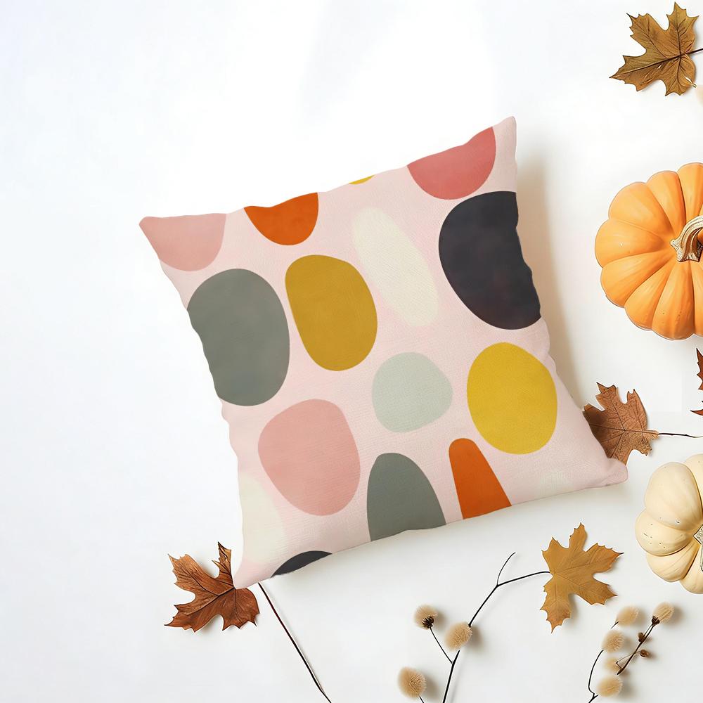 Calm Stylish Morandi Geometric Abstraction Cushion Cover Washable Linen Pillowcase Soft For Daily Sofa Bed Home Room Decor