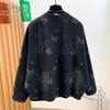 DIMANAF 2026 Autumn Winter Plus Size Women Denim Jackets Coat Casual Loose Blue Print Floral Vintage Outwear Pockets
