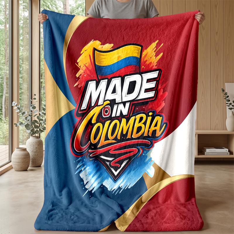 Colombia Football Printed Flannel Blanket Skin Friendly Warm Decorative Throw for Indoor Couch Bed Daily Use