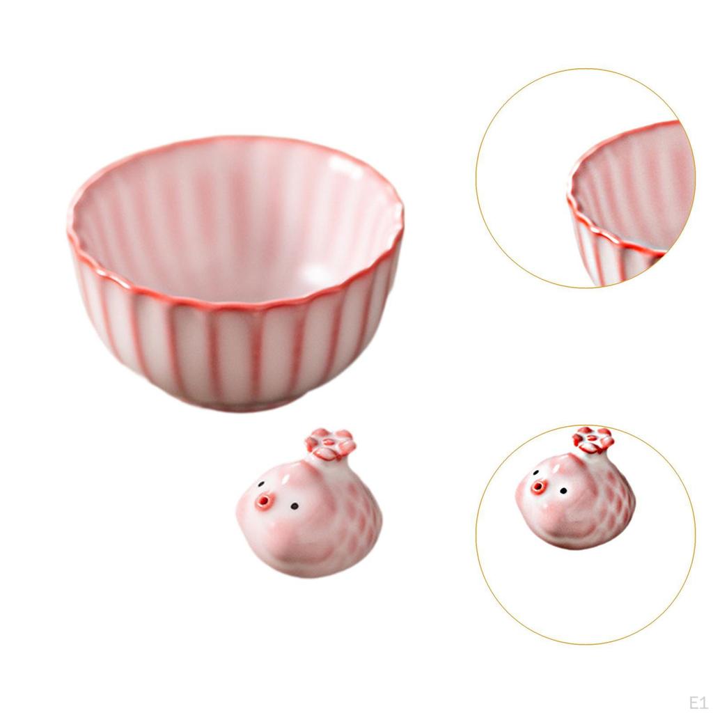 Ceramic Teacup Statue with Tea Collectible Mini Animal Sculpture Kung Fu Cup for Dining Room