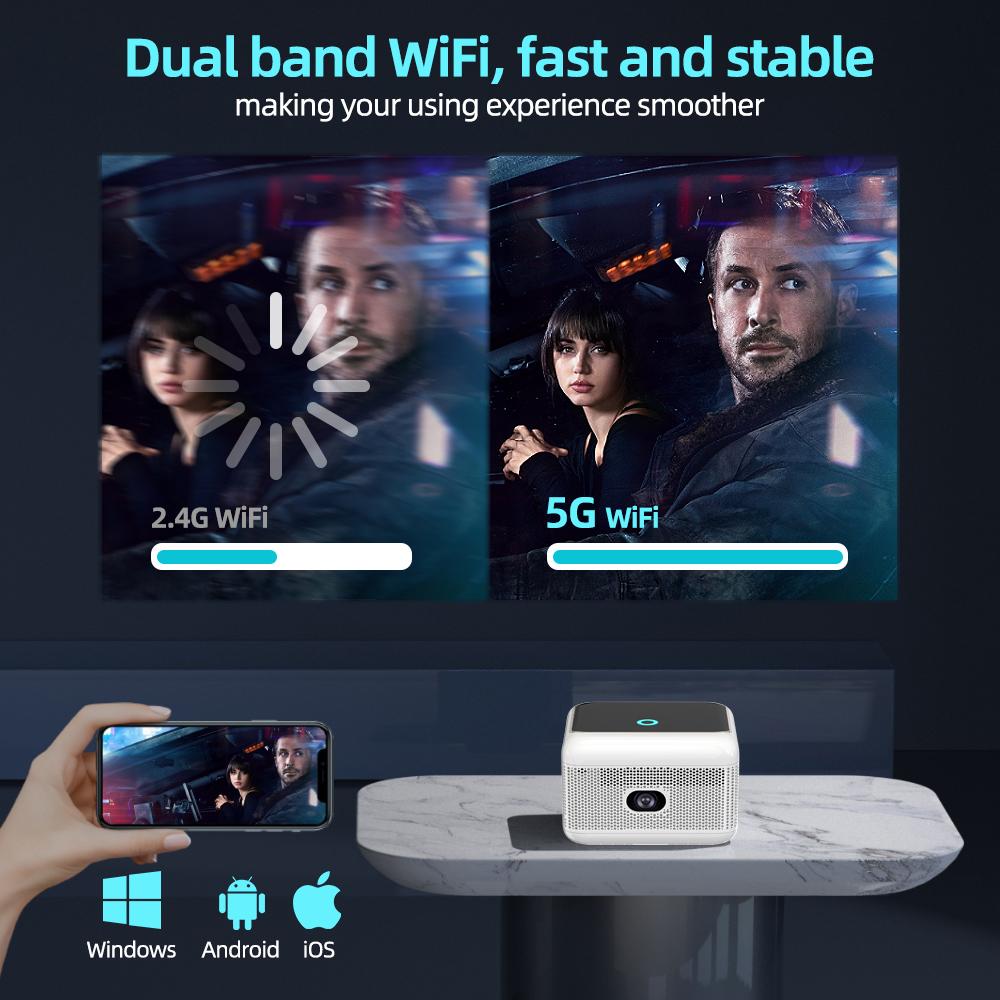 2026 New K8 1920x1080 Android 9.0 5G WIFI Full HD 1080p Projector