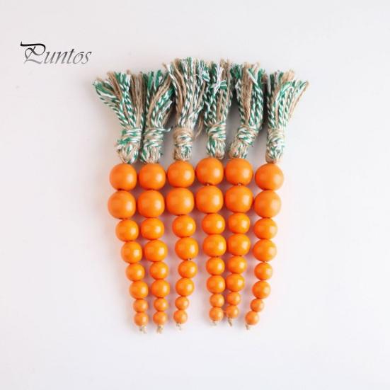 Easter Wooden Carrot Beads String Wood Pendant Spring Home Party Decoration for Birthday Housewarming