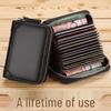 Men's Genuine Leather Card Holder Wallet - Large Capacity, Multi-Card Slots for Business Cards & Driver's License, Trendy High-End Design