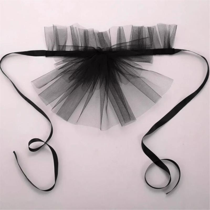 Eleganter Rüschen-Abnehmkragen für Damen Viktorianische Renaissance Halskrause Geschichtetes Netz Jabot Falscher Kragen Choker