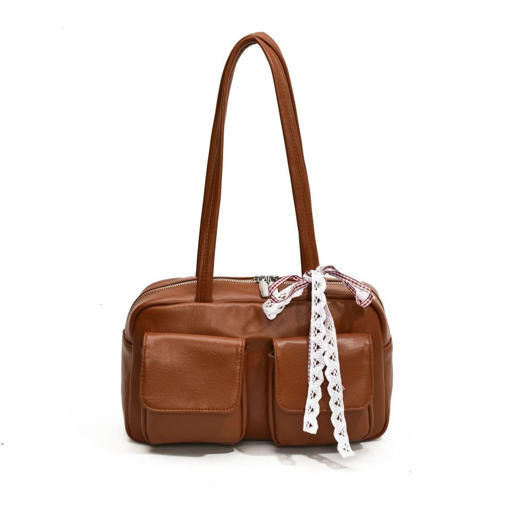 Cute Bow Designer Underarm Bags for Women  New Fashion Solid Large Capacity Women's Handbags Pu Leather Shoulder Bags