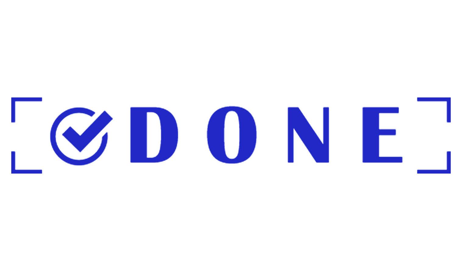 

Printtoo Done Self Inking Rubber Stamp Pre-Inked Office Stamp- Home Office Business Stationery, Black- 42 x 9 синій