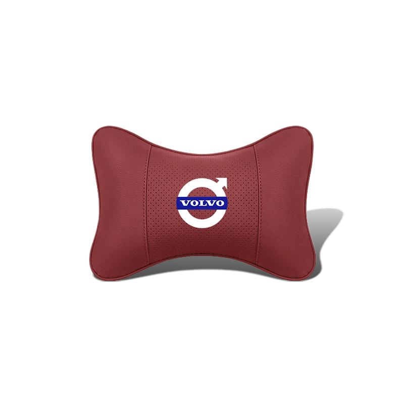 1Pcs Pu Leather Car Neck Pillow Auto Emblem Headrest For Volvo Xc60 Xc90 V40 V60 S60 V50 V90 S80 C40 XC40 V70 XC70 C30 EX90 C70