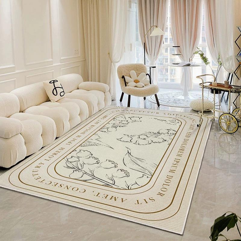 modern simple crystal velvet large carpet living room sofa coffee table Light luxury large area bedroom non-slip carpet